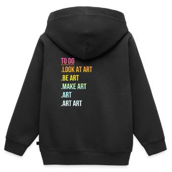 Art - Art - Citation d'artiste drôle cool - Sweat Premium à capuche zippé enfant bio - noir - Dos - AI Model Kid Male (0cm)