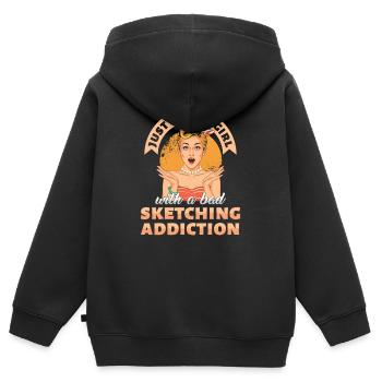 Juste une bonne fille esquissant un cadeau de dépendance - Sweat Premium à capuche zippé enfant bio - noir - Dos - AI Model Kid Male (0cm)