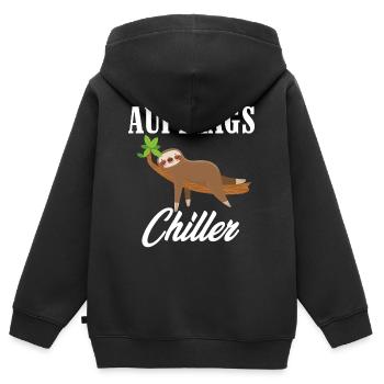 Paresse drôle, job shiller, traîner - Sweat Premium à capuche zippé enfant bio - noir - Dos - AI Model Kid Male (0cm)