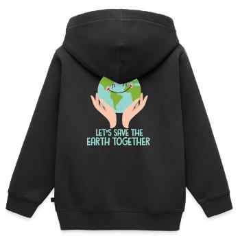 Changement climatique - Sweat Premium à capuche zippé enfant bio - noir - Dos - AI Model Kid Male (0cm)