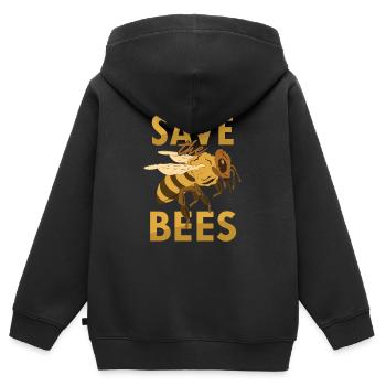 Apiculteur Honey Bee Flower Ruche Save The Bees - Sweat Premium à capuche zippé enfant bio - noir - Dos - AI Model Kid Male (0cm)