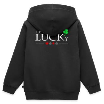 Je serais plutôt chanceux en disant un cadeau de joueur de poker - Sweat Premium à capuche zippé enfant bio - noir - Dos - AI Model Kid Male (0cm)