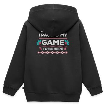 Joueur de jeu drôle Noël disant des jeux - Sweat Premium à capuche zippé enfant bio - noir - Dos - AI Model Kid Male (0cm)