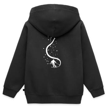 Skifahrer zieht Spur hinter sich durch Powder - Kinder Premium Organic Zip Hoodie - Schwarz - Hinten - AI Model Kid Male (0cm)