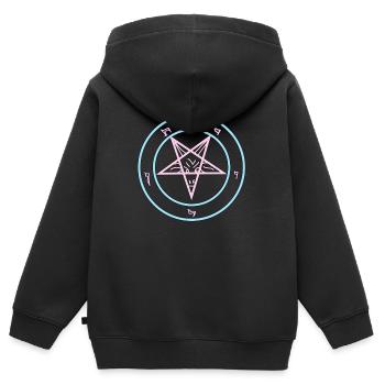 Pastel Goth Pentagram Satan - Sweat Premium à capuche zippé enfant bio - noir - Dos - AI Model Kid Male (0cm)
