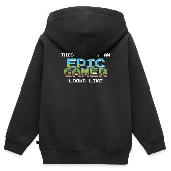 Gamer - Kinder Premium Organic Zip Hoodie - Schwarz - Hinten - AI Model Kid Male (0cm)