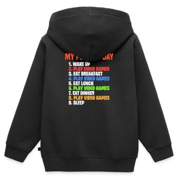 Gaming - Sweat Premium à capuche zippé enfant bio - noir - Dos - AI Model Kid Male (0cm)
