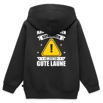 Schüler - Kinder Premium Organic Zip Hoodie - Schwarz - Hinten - AI Model Kid Male (0cm)