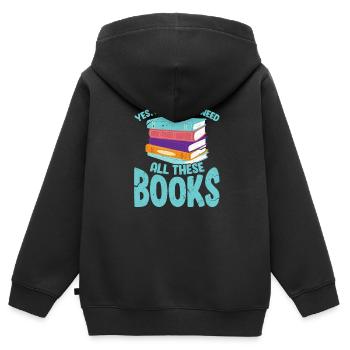 livres - Sweat Premium à capuche zippé enfant bio - noir - Dos - AI Model Kid Male (0cm)