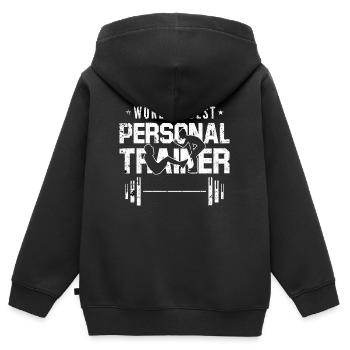 Personal Trainer Fitnesstrainer - Kinder Premium Organic Zip Hoodie - Schwarz - Hinten - AI Model Kid Male (0cm)
