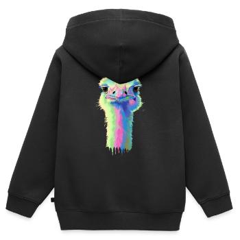 Strauß - Kinder Premium Organic Zip Hoodie - Schwarz - Hinten - AI Model Kid Male (0cm)