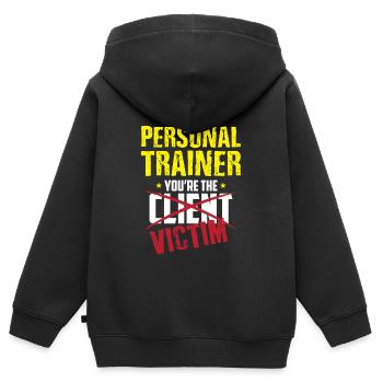 Fitnesstrainer Trainer Motivation - Kinder Premium Organic Zip Hoodie - Schwarz - Hinten - AI Model Kid Male (0cm)