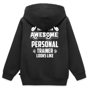 Fitnesstrainer Fitness - Kinder Premium Organic Zip Hoodie - Schwarz - Hinten - AI Model Kid Male (0cm)