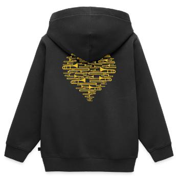 Trombone - Sweat Premium à capuche zippé enfant bio - noir - Dos - AI Model Kid Male (0cm)