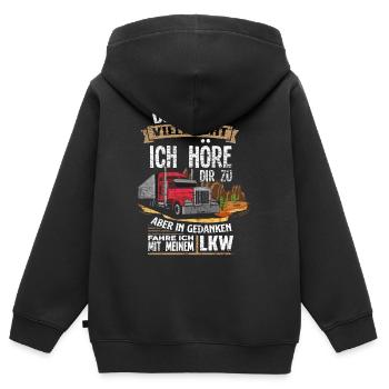 LKW-Fahrer - Kinder Premium Organic Zip Hoodie - Schwarz - Hinten - AI Model Kid Male (0cm)