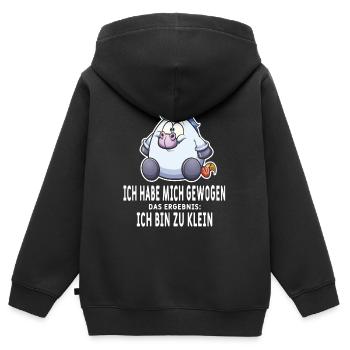 Dickes Einhorn Übergewicht Lustig Spruch Geschenk - Kinder Premium Organic Zip Hoodie - Schwarz - Hinten - AI Model Kid Male (0cm)