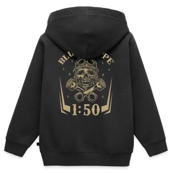 Groupe sanguin 1:50 pour cyclomoteur Ostalgie DDR Simmi - Sweat Premium à capuche zippé enfant bio - noir - Dos - AI Model Kid Male (0cm)