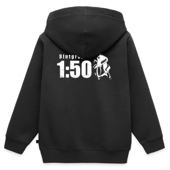 Groupe sanguin 1:50 pour cyclomoteur Ostalgie DDR Simmi - Sweat Premium à capuche zippé enfant bio - noir - Dos - AI Model Kid Male (0cm)