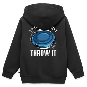 Frisbee - Kinder Premium Organic Zip Hoodie - Schwarz - Hinten - AI Model Kid Male (0cm)