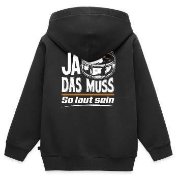 Schlagzeug Trommel - Kinder Premium Organic Zip Hoodie - Schwarz - Hinten - AI Model Kid Male (0cm)
