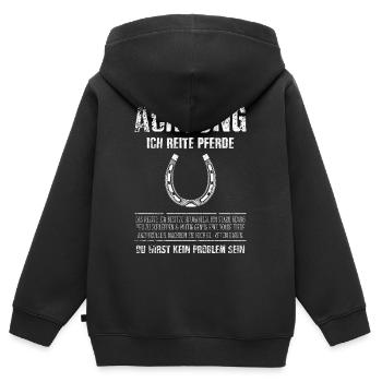 Pferdesprüche - Kinder Premium Organic Zip Hoodie - Schwarz - Hinten - AI Model Kid Male (0cm)