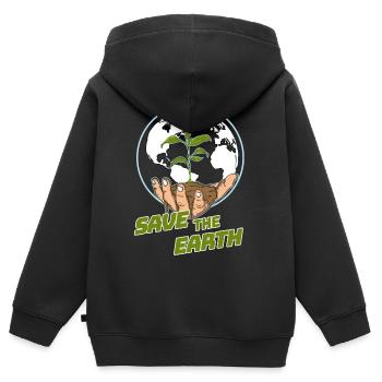 Save The Earth Welt Klimaschutz Tag der Erde - Kinder Premium Organic Zip Hoodie - Schwarz - Hinten - AI Model Kid Male (0cm)