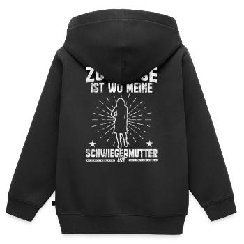 Zu Hause ist wo meine Schwiegermutter ist - Kinder Premium Organic Zip Hoodie - Schwarz - Hinten - AI Model Kid Male (0cm)