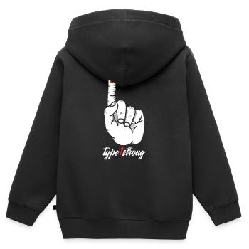 Typ 1 Starke Blutgruppe Finger Blut Geschenk - Kinder Premium Organic Zip Hoodie - Schwarz - Hinten - AI Model Kid Male (0cm)