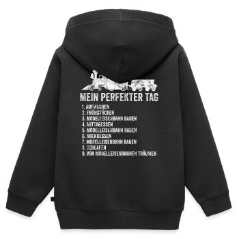 Modellbauer Modellbau Lok Lokomotive Zug Eisenbahn - Kinder Premium Organic Zip Hoodie - Schwarz - Hinten - AI Model Kid Male (0cm)