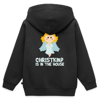 Christkind is in the House - Engel Weihnachten - Kinder Premium Organic Zip Hoodie - Schwarz - Hinten - AI Model Kid Male (0cm)