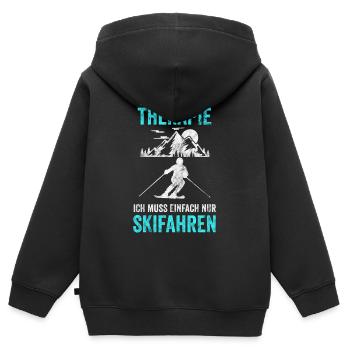 Skifahrer Skipisten Abfahrt Motiv - Kinder Premium Organic Zip Hoodie - Schwarz - Hinten - AI Model Kid Male (0cm)