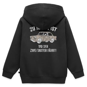 DDR Ossi Ostdeutschland  Trabbi Kult - Kinder Premium Organic Zip Hoodie - Schwarz - Hinten - AI Model Kid Male (0cm)