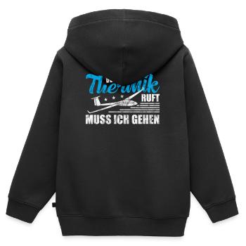 Segelfliegen Thermik Vintage Segelflugzeug - Kinder Premium Organic Zip Hoodie - Schwarz - Hinten - AI Model Kid Male (0cm)