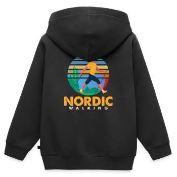 Trekking Trekkers Mountains Alpinisme - Sweat Premium à capuche zippé enfant bio - noir - Dos - AI Model Kid Male (0cm)