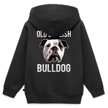 Aiden Old English Bulldog Bulldog cadeau - Sweat Premium à capuche zippé enfant bio - noir - Dos - AI Model Kid Male (0cm)