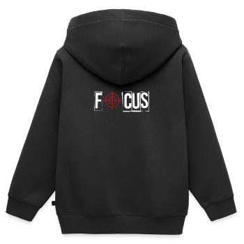 Concentrez-vous sur ce qui est important - Sweat Premium à capuche zippé enfant bio - noir - Dos - AI Model Kid Male (0cm)
