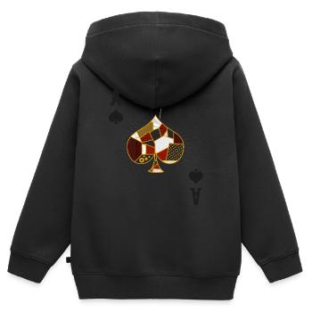 Vintage Poker Zauberer Magie Kartenspiele Ass Pik - Kinder Premium Organic Zip Hoodie - Schwarz - Hinten - AI Model Kid Male (0cm)