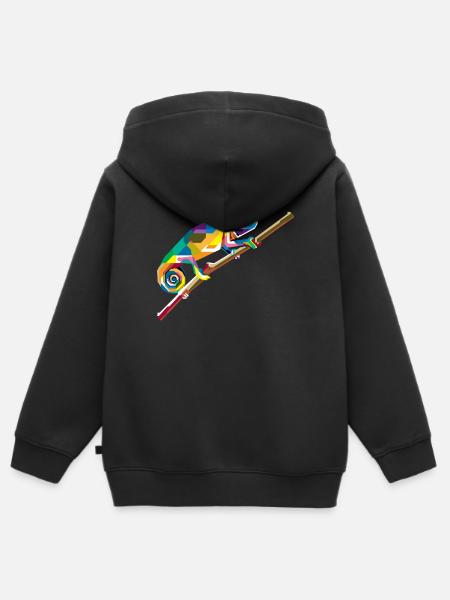 Chamäleon Tier - Kinder Premium Organic Zip Hoodie - Schwarz
