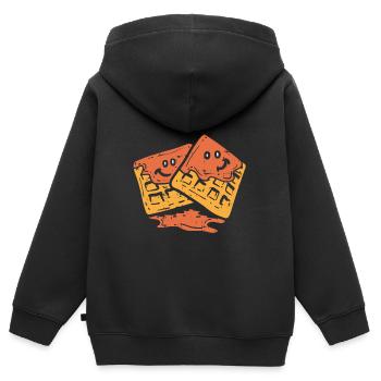 Les gaufres - Sweat Premium à capuche zippé enfant bio - noir - Dos - AI Model Kid Male (0cm)