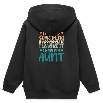 Tante neveu nièce - Sweat Premium à capuche zippé enfant bio - noir - Dos - AI Model Kid Male (0cm)