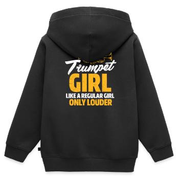 Trompete Girl Trompeten Blasinstrument Geschenk - Kinder Premium Organic Zip Hoodie - Schwarz - Hinten - AI Model Kid Male (0cm)