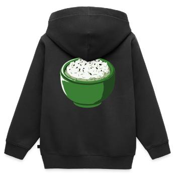 Riz - Riz coréen - Sweat Premium à capuche zippé enfant bio - noir - Dos - AI Model Kid Male (0cm)