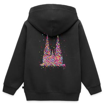 Kölner Dom, Konfetti - Kinder Premium Organic Zip Hoodie - Schwarz - Hinten - AI Model Kid Male (0cm)