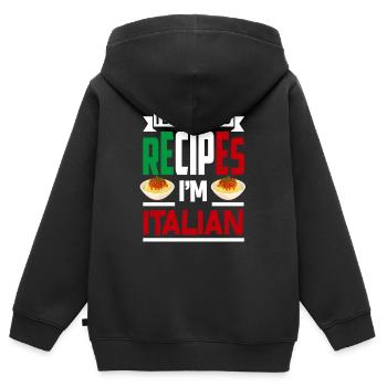 Recettes italiennes - Sweat Premium à capuche zippé enfant bio - noir - Dos - AI Model Kid Male (0cm)