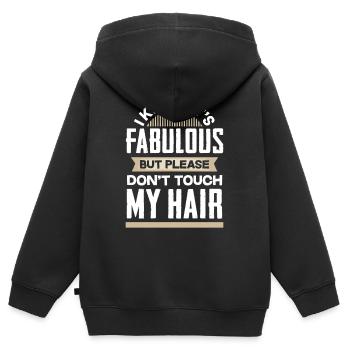 Haar nicht Anfassen - Kinder Premium Organic Zip Hoodie - Schwarz - Hinten - AI Model Kid Male (0cm)