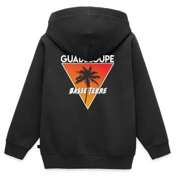 Guadeloupe avec capitale - Sweat Premium à capuche zippé enfant bio - noir - Dos - AI Model Kid Male (0cm)