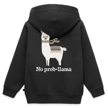No Prob Llama - Kinder Premium Organic Zip Hoodie - Schwarz - Hinten - AI Model Kid Male (0cm)