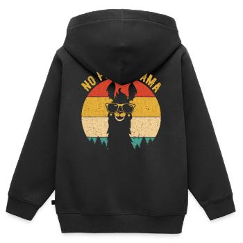 NO PROB-LLAMA Shirts Vintage Llama Alpaca - Kids Premium Organic Zip-up Hoodie - black - Back - AI Model Kid Male (0cm)