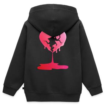 gebrochenes Herz - Kinder Premium Organic Zip Hoodie - Schwarz - Hinten - AI Model Kid Male (0cm)