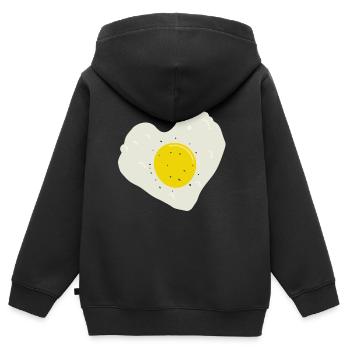 Spiegelei Herz - Kinder Premium Organic Zip Hoodie - Schwarz - Hinten - AI Model Kid Male (0cm)